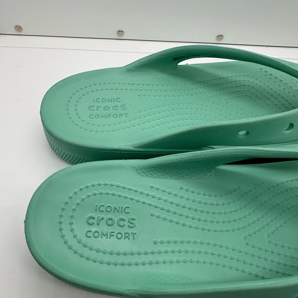 Crocs Classic Platform Flip Flop Sandals Jade Stone Size W10 - Picture 4 of 9